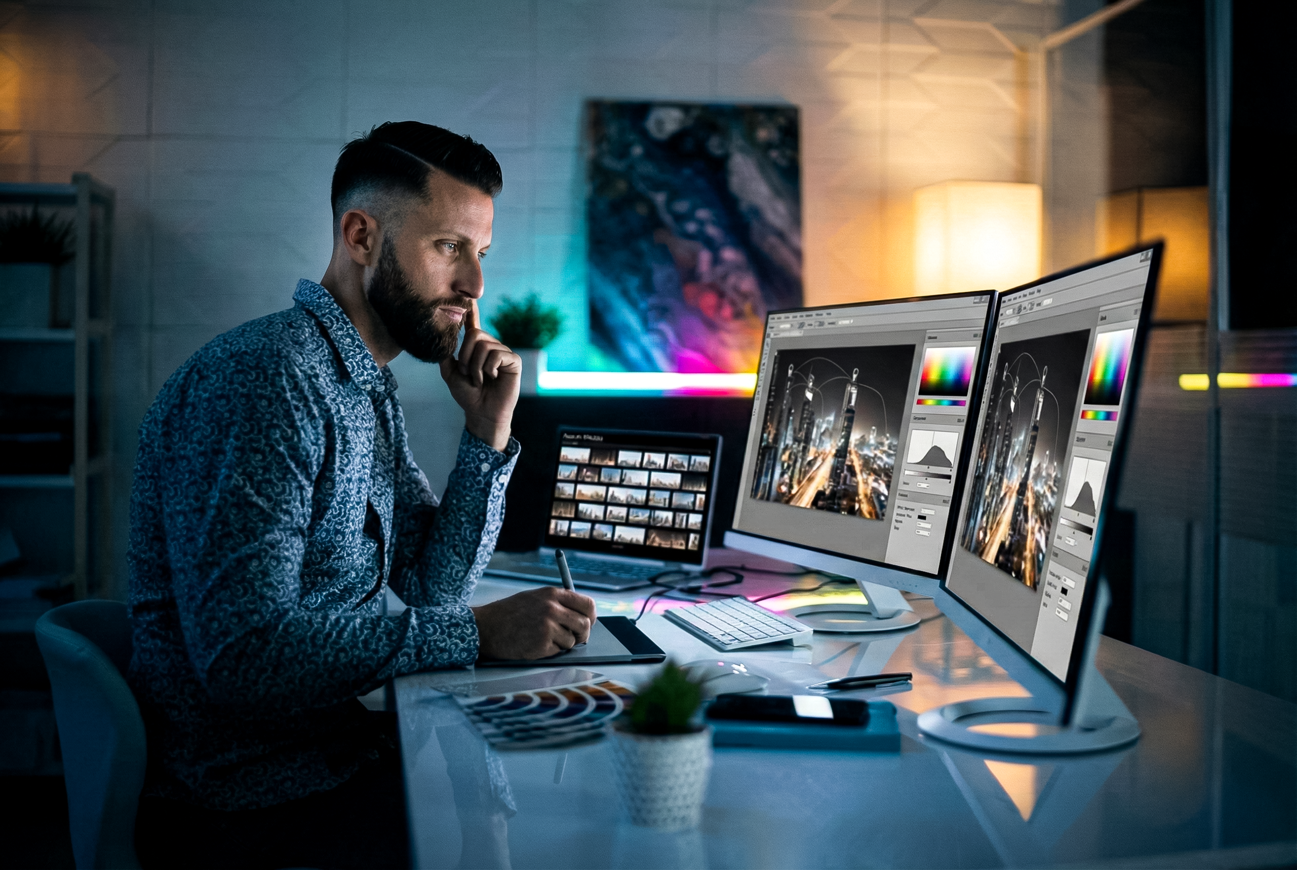 Projektant graficzny przy pracy
